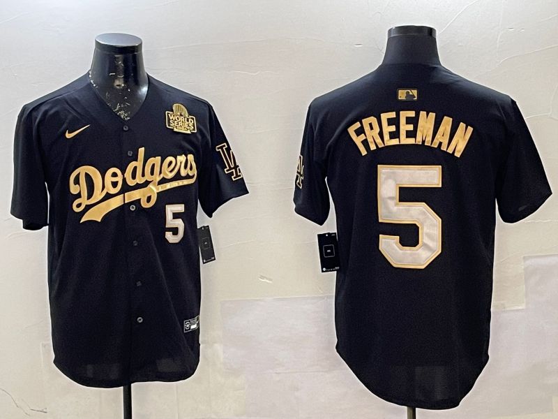 Men Los Angeles Dodgers #5 Freeman Black Gold Game 2025 Nike MLB Jersey style 02254
